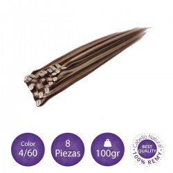 Extensiones 8 piezas dobles 100gramos color 4/60