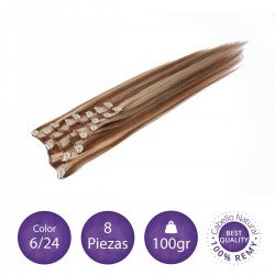 Extensiones 8 piezas dobles 100gramos color 6/24