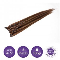 Extensiones 8 piezas dobles 100gramos color 4/27