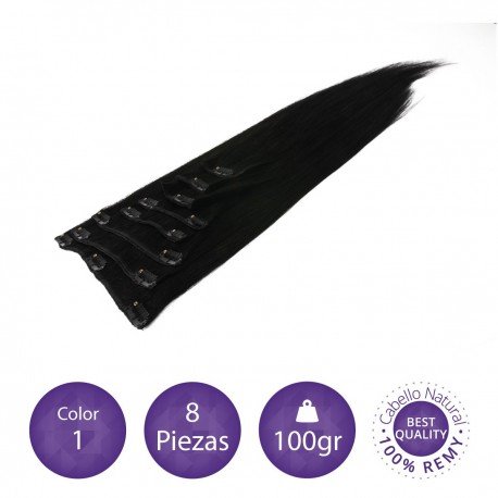 Extensiones 8 piezas dobles 100gramos color 1