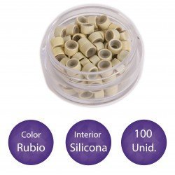 100 Anillas micro-ring con interior de silicona COLOR RUBIO PLATINO