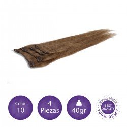 Color 1B Negro intermedio - Extensiones clip lisas 4 piezas 40gr