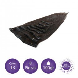 Color 1B negro intermedio - Extensiones clip lisas 8 piezas 100gr