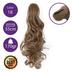 Coletero de fibra resistente al calor, cabello Rizado 55 cm largo 170gr COLOR 18 (Rubio Ceniza)