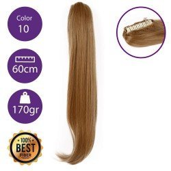 Coletero de fibra resistente al calor, cabello liso  60 cm largo 170gr COLOR 10 (Rubio Medio )
