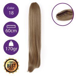 Coletero de fibra resistente al calor, cabello liso  60 cm largo 170gr COLOR 18 ( Rubio Ceniza )